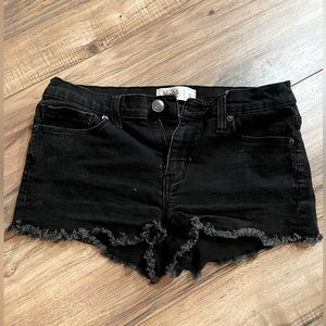 Black ripped denim shorts